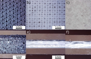 Estudo avalia eficiência de filtragem de 227 tipos de máscara vendidos no Brasil Os modelos de uso profissional foram os mais eficazes, seguidos pelos feitos de TNT e vendidos em farmácia. A eficácia das máscaras de tecido variou entre 15% e 70%. Imagem de microscopia digital de diferentes máscaras feitas de material híbrido. (Foto: Fernando G. Morais Et al./Aerosol Science and Technology)