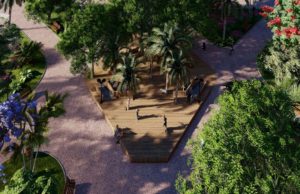 Licitação da reforma da Praça 9 de Julho será realizada nesta terça (31) Projeto mais recente prevê a instalação de decks de madeira. (Foto: Divulgação/Prefeitura de Fartura)