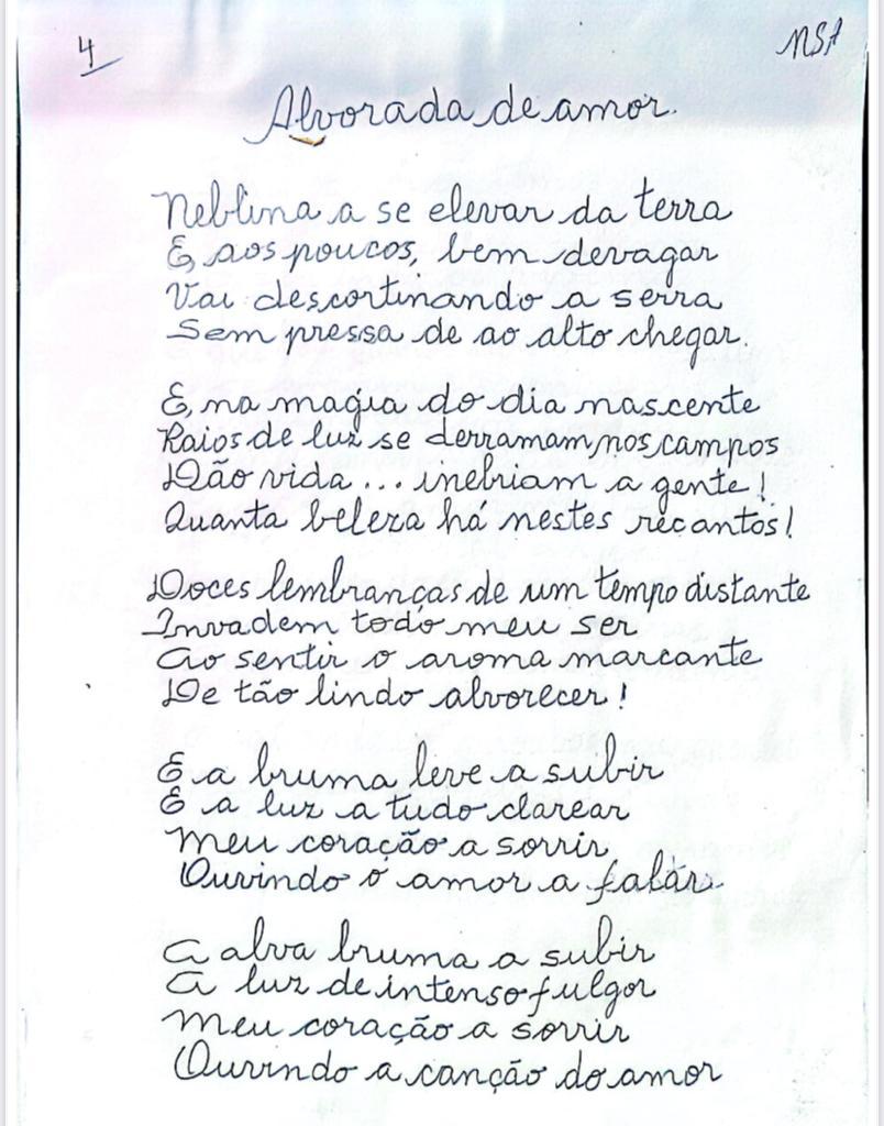 Último poema escrito por Seu Julinho. (Foto: Divulgação/Prefeitura de Fartura)