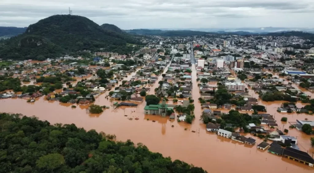 Chuvas que atingem o Rio Grande do Sul deixaram o município de Montenegro (RS) em estado de calamidade. (Foto: Reprodução/Prefeitura de Montenegro)