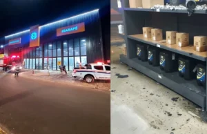 Incêndio criminoso é registrado em loja de máquinas agrícolas em Taquarituba O suspeito também teria tentado incendiar um trator que estava nas dependências da loja. (Foto: Reprodução/A Voz do Vale)